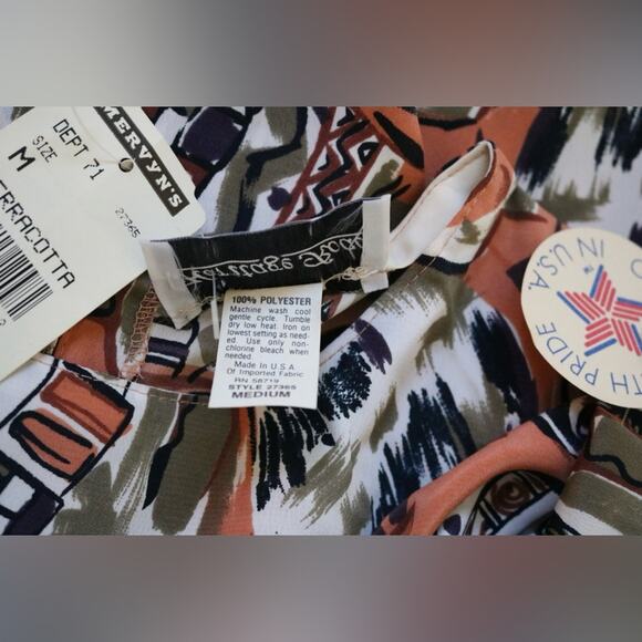 NWT Vintage ‘90s Heritage Road Terracotta Print Relaxed Fit Short Sleeve Blouse - Picture 8 of 8